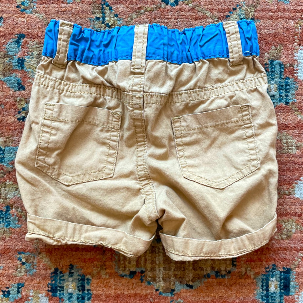 Rosie Pope Tan and Blue Baby Shorts (3-6m)